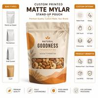 Op maat gedrukte matte Mylar stand-up pouch met venster en ritssluiting voor noten, gedroogd fruit en snacks