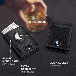 Flip Top AirTag <b>Wallet</b> For Men <b>Metal</b> Credit Card Holder Anti Theft Bi Fold Card Case 3 In Solid Color - Product Image 4