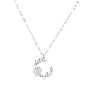 Venta caliente 925 plata esterlina elegante corona Rosa flor circón colgante collares para mujeres - Product Image 2