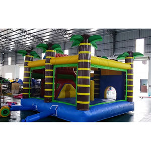 Brincolín Inflable con Diseño de Jungla Tropical, con Columnas de Palmeras y Tobogán Azul, para Niños, Juegos al Aire Libre y Fiestas de <span class=keywords><strong>Cumpleaños</strong></span> - Product Image 3