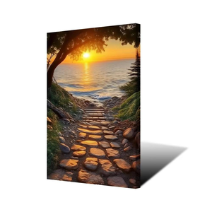 Quadro su Tela con Paesaggio Marino al Tramonto, Decorazione Moderna per la Casa, Stampa di Natura e Paesaggio, Immagine Incorniciata per Design d'Interni - Product Image 3