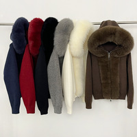 Cardigan en tricot à capuche le plus vendu, doublé de fourrure de renard véritable, à poignets épais, polyvalent, style manteau