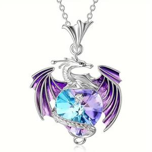 Collier Pendentif Éléphant en Pierre Naturelle Améthyste Opale Plaqué Platine <span class=keywords><strong>CSJA</strong></span>, Bijoux en Cristal de Guérison, Vente en Gros, Cadeau E929 - Product Image 2