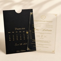 Ensemble d'invitations de mariage de luxe en acrylique avec dorure à chaud, calendrier transparent pour réserver la date, cartes de mariage personnalisées sur mesure