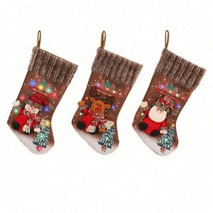 Lumières de Noël Bas de Noël Arbre de Noël Suspendus Sacs-cadeaux pour enfants Cheminée Chaussettes décoratives - Product Image 1