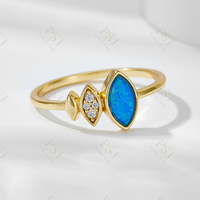 Bague Peishang en argent sterling 925 plaqué or 14 carats, asymétrique, feuille marquise, pavé CZ, solitaire opale