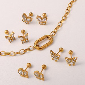 Boucles d'oreilles papillon et libellule en alliage de zinc plaqué or 18 carats pour femmes, bijoux à la mode, cadeau - Product Image 2