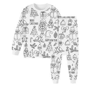Conjunto de pijama unissex para bebês e crianças, novidade de manga comprida DIY para colorir roupas de outono, novidade em moda, novidade em 2024