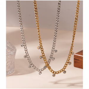 แฟชั่นฮิปฮอปผู้หญิงทันสมัยเครื่องประดับสแตนเลสเซอร์โคเนียสร้อยคอลูกปัดชุบทอง18K PVD จากผู้ผลิตอินเดีย - Product Image 1