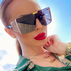 Lunettes de soleil de luxe sur mesure, monture large, verres plats, protection UV400, surdimensionnées, monobloc, pour femmes, vente en gros - Product Image 1