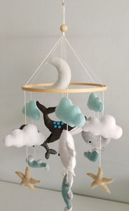 Carillon à vent en gros, jouet suspendu pour berceau de bébé boho lit de bébé Mobile <span class=keywords><strong>pépinière</strong></span> tricotée personnages sous-marin baleine <span class=keywords><strong>dauphin</strong></span> - Product Image 6