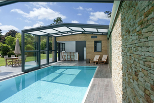 Couverture <span class=keywords><strong>de</strong></span> piscine <span class=keywords><strong>en</strong></span> verre trempé rétractable vente directe d'usine <span class=keywords><strong>toit</strong></span> télescopique Transparent pour appartement parc cour <span class=keywords><strong>plat</strong></span> - Product Image 2