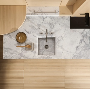 Muebles de Cocina Modulares de Madera de Alta Gama con Diseño de Isla de Mármol y <span class=keywords><strong>Cascada</strong></span>, Gabinetes de Cocina Personalizados Modernos de Lujo para Toda la Casa - Product Image 3