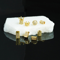 Nouvelles perles en laiton micro-pavées de zircone cubique plaqué or 18 carats pour la fabrication de bijoux et bracelets