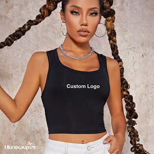 เสื้อครอปผู้หญิงสไตล์วินเทจลำลองสุดชิคประจำฤดูร้อนปี 2024 แฟชั่นใหม่ เสื้อกล้ามตัวสั้น ลายตัวอักษรเว้าด้านข้าง ตกแต่งแบบโปร่ง - Product Image 2