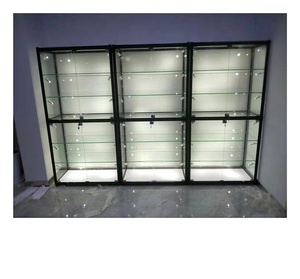 <span class=keywords><strong>Vitrine</strong></span> murale en aluminium Offre Spéciale <span class=keywords><strong>Vitrine</strong></span> en verre trempé <span class=keywords><strong>Vitrine</strong></span> de magasin de fumée bon marché avec lumière LED et étagères - Product Image 1