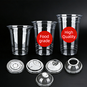 Gobelets en plastique PET transparents jetables de 16 oz avec couvercles, personnalisables avec logo, pour boissons froides et café glacé – Vente en gros - Product Image 1