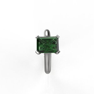 Sterling <b>Silver</b> Faux <b>Emerald</b> <b>Ring</b> With Diamonds For Girls &amp; Women - Product Image 1