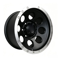 Nouvelles jantes bicolores noires brillantes personnalisées, 8 découpes circulaires, lèvre argentée usinée, 6 trous, pour camion, SUV, tout-terrain, Jeep, en alliage d'aluminium 9.0J