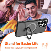 Funda de Lujo para Samsung S26 Ultra, Resistente a Impactos, Translúcida, con Acabado Mate, Sensación de Piel, Magnética, con Anillo de Soporte