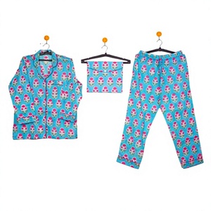 Nouvelle Arrivée - Ensemble Pyjama Femme 100% Coton Col V Motif Floral Col Rabattu Taille Élastique Respirant Toutes Tailles Hiver - Product Image 1