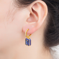 QIKU carré strass luxe cristal géométrique pendentif boucles d'oreilles goutte 4 couleurs cuivre CZ femmes bijoux accessoires cadeau de mariage