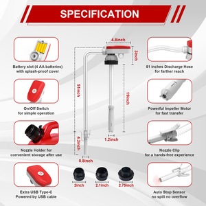 Batterie- und USB-betriebene Kunststoff-Selbstansaugende Flüssigkeitstransferpumpe 3,2 GPM für Diesel/Benzin/Kerosin/Kraftstoff Langlebig Mühelose Verwendung - Product Image 5