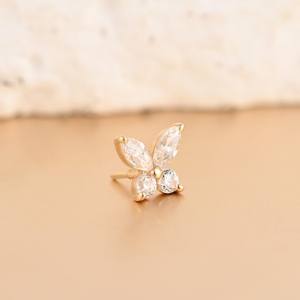 14K прочное золото M0.8 с внешней резьбой в форме бабочки, 1,5*3,0 мм, циркониевые украшения для пирсинга - Product Image 6