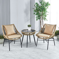 Fauteuil de salon en fil d'olive tissé, nouveau style chinois, pour intérieur/extérieur, avec dossier en faux rotin, idéal pour balcon et cour.