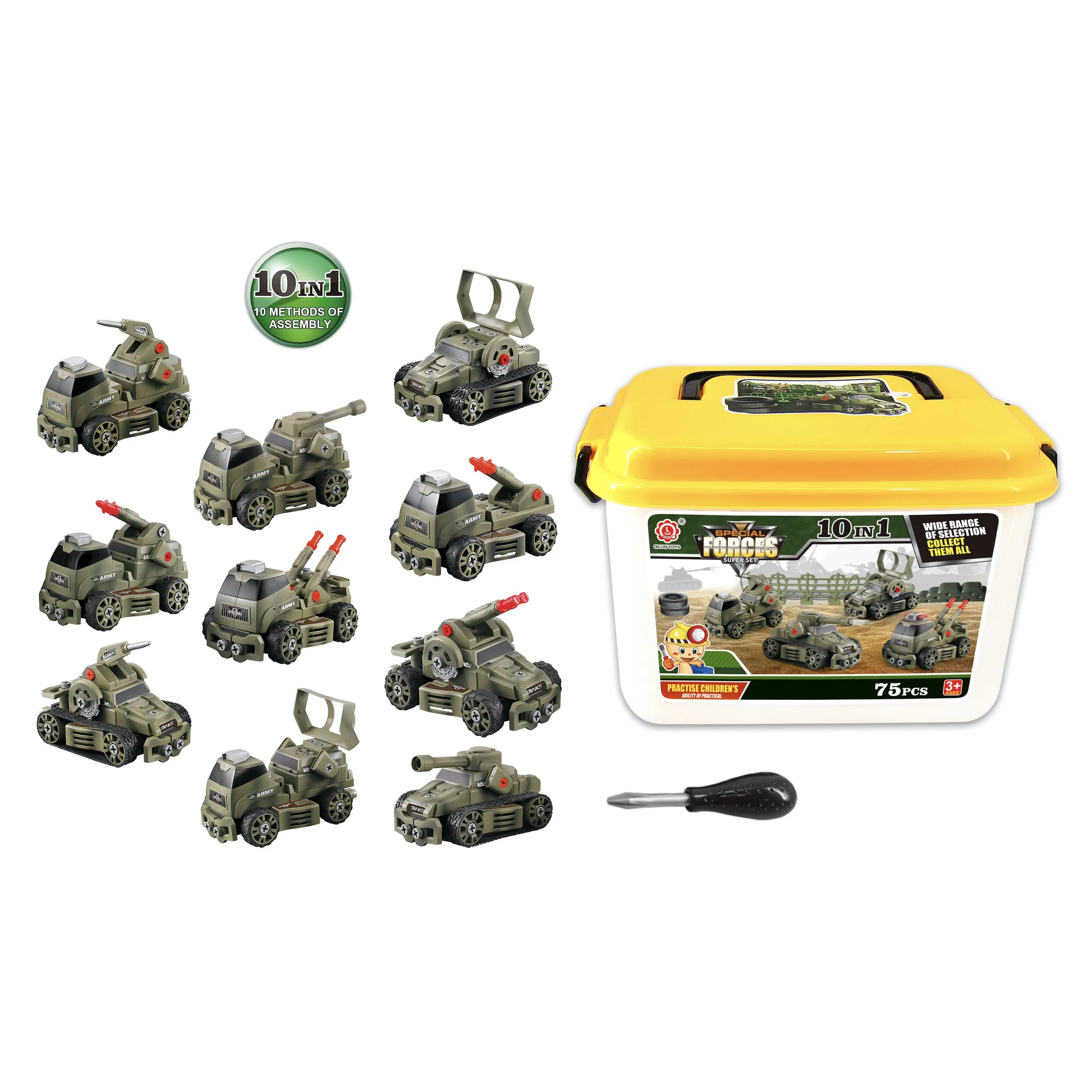 Venta caliente vehículo militar coche conjunto niños pequeño Mini montaje modelo coches rueda libre coche juguete para niños regalo