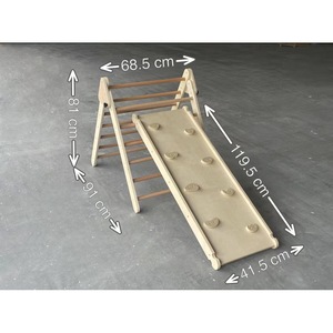 Estructura de Juego Interior de Madera para Niños con Tobogán, Escalera y Asas Antideslizantes, Diseño Geométrico - Product Image 5
