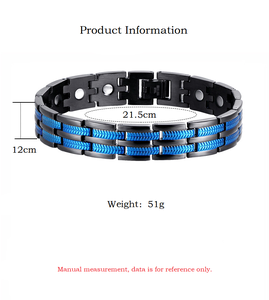 Pulsera de Holograma con Rayas de Trigo, Estilo Moderno y Lujoso, con Terapia Magnética, Chapada en Oro de 18K, <span class=keywords><strong>para</strong></span> Parejas Unisex, con <span class=keywords><strong>Iones</strong></span> <span class=keywords><strong>Negativos</strong></span> - Product Image 5