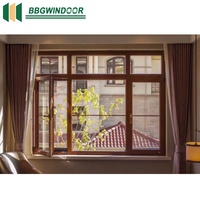 Lukliving Diseños modernos Dimensiones francesas Arco de madera maciza Madera de teca Aluminio-Ventanas abatibles revestidas de madera