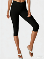 Lot de 2 leggings capri taille haute pour femmes grandes tailles - Pantalons de yoga extensibles à effet ventre plat, longueur 3/4, pour l'entraînement