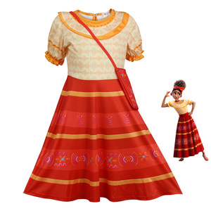 Disfraz de Mirabel de Disney Encanto para mujer, disfraz de adulto con patrón de rayas rojas y amarillas, traje para actuación en escenario - Product Image 1