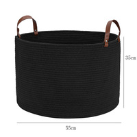Panier de rangement en corde de coton tressée, double poignée, grand format, pour la maison, le placard, la lessive, les jouets, style japonais, 55x35cm, professionnel, en gros