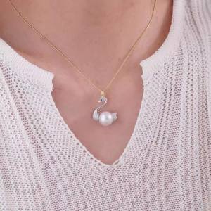 Colgante de Plata de Ley S925 31314DIY con Cuentas Redondas de 10-12 mm, Collar de Cisne Vacío y Accesorios de Perlas, Colgantes y Dijes de Perlas DIY - Product Image 2