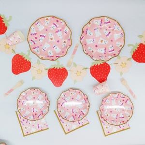 DAMAI Festival Pink Ghost Theme Shaped Disposable Dessert Plates Party Supplies Paper Plate Cup Napkin Halloween Party Tableware - Product Image 1