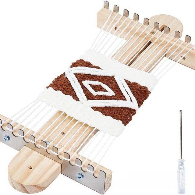 Adjustable Wooden Knitting Weaving Loom Mini DIY Yarn Weaving Frame Handmade Craft Tool