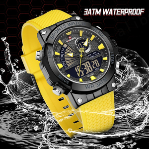 Naviforce thương hiệu sang trọng của người đàn ông Đồng hồ thể thao không thấm nước kỹ thuật số Đồng hồ dạ quang dây đeo TPU ngày và tuần thạch anh Đồng hồ đeo tay - Product Image 3