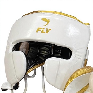 Ensemble d'équipement de boxe Fly : Casque, Gants, Protège-guêtres, Blanc et Or, en Cuir à Lacets, Équipement d'entraînement pour Adultes, Gants de boxe de compétition - Product Image 4