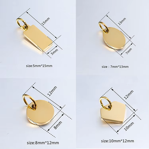 Timbre <span class=keywords><strong>Géométrie</strong></span> Personnalisée Rond Vertical Plaine logo Étiquettes En Acier Inoxydable Plaqué Or 18k Rectangle Bar Tags Pendentif Charmes Pendentifs - Product Image 2