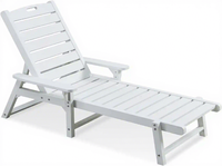Chaise longue avec dossier réglable, chaise longue-lit en polyéthylène résistant aux intempéries, adaptée pour le bord de la piscine, la véranda, la terrasse