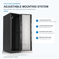 Armoire serveur sur pied avec porte vitrée, capacité statique de 1200 kg, système de montage réglable, rack serveur pour usage médical