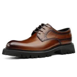 Chaussures habillées pour hommes en cuir véritable de haute qualité, bout rond, confortables, luxueuses et antidérapantes - Product Image 5