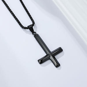 Inverted <b>Cross</b> Necklace For Men Titanium Steel Pendant Fashion Jewelry Male Accessory - Product Image 4