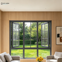 Ventanas Abatibles de Aluminio con Marco Negro, Doble Acristalamiento, Resistentes a Impactos, Estilo Americano Moderno, Aislamiento Térmico con Argón