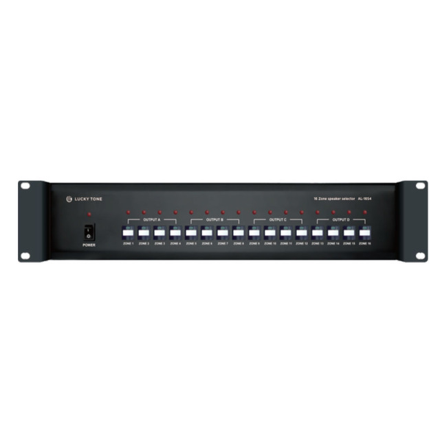 16 Zones Speaker Selector With Volume Control 16 Speaker Outputs and 4 Audio Inputs