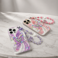 Coque de téléphone portable pour femme style Ins, mignonne, anti-chute, antichoc, en TPU+PC avec chaîne pour Huawei Honor X6E X9B X6C Magic6 LITE
