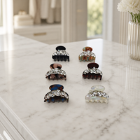 Fournisseur Premium : Mini Pince à Cheveux Tendance 2026 - Pince à Cheveux Bijou en Acétate Haute Brillance - Pince à Cheveux Luxe en Strass pour Femme